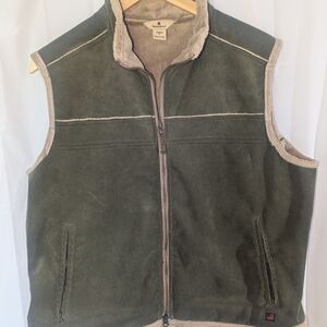 Woolrich Green Fleece Vest with Stand-Up Collar